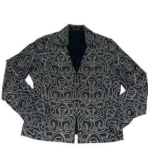 Vintage Anne Klein Denim Jacket Whip Stitching Beading Lined Tailored Sz 16